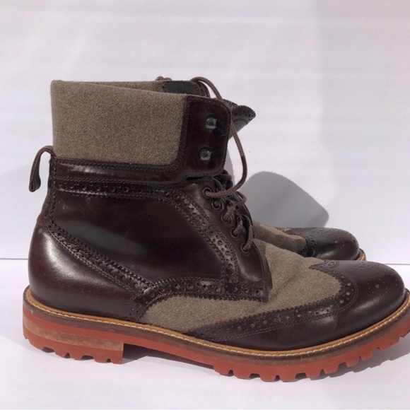 Bruno Magli Paciano Wing Tip Boots Dark Brown Size 8.5